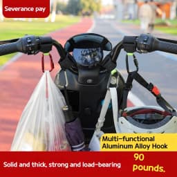 2PCS Heavy Duty Aluminium Alloy Hooks Multi-functional Solid Thick for Motorcycle E-Bike Scooter Camping Hiking Outdoor Use