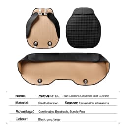 BLALION Summer Cool Flax Car Seat Cover Breathable Fabric Car Front/Rear Seat Cushion Chair Pad Mats for Car Accessories