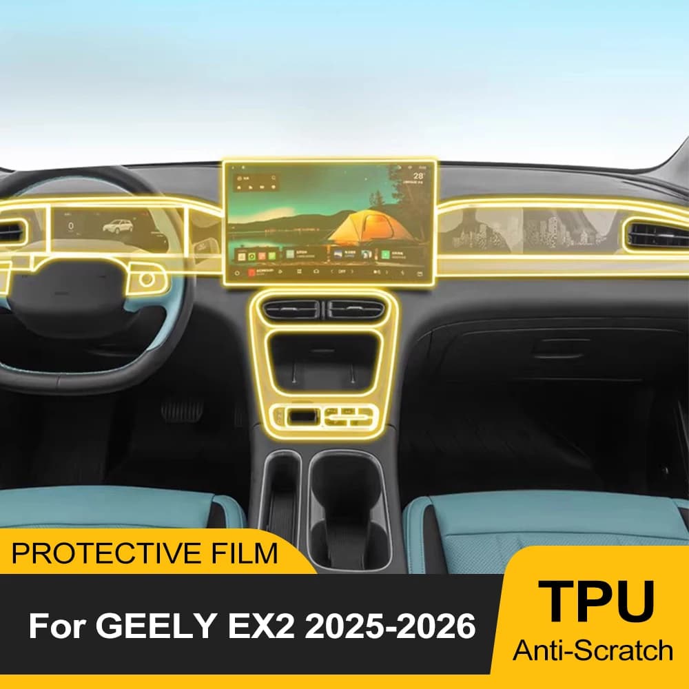for Geely EX2 2025 2026 Car Interior Center Console Clear Protective TPU Film Anti Scratch Pre-cut PPF Sticker Auto Accessories