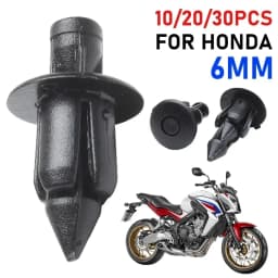 10/20/30PCS 6mm Black Motorcycle Fairing Rivet Clip Fastener For Honda Suzuki Kawasaki Body Panel Trim Parts