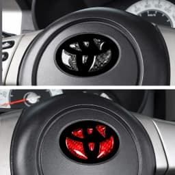 New For Toyota Corolla Rav4 CHR Auris Camry Prius Yaris RedCarbon Fiber Car Steering Wheel Emblem Badge Sticker Glue Trim Decals