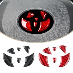 New For Toyota Corolla Rav4 CHR Auris Camry Prius Yaris RedCarbon Fiber Car Steering Wheel Emblem Badge Sticker Glue Trim Decals