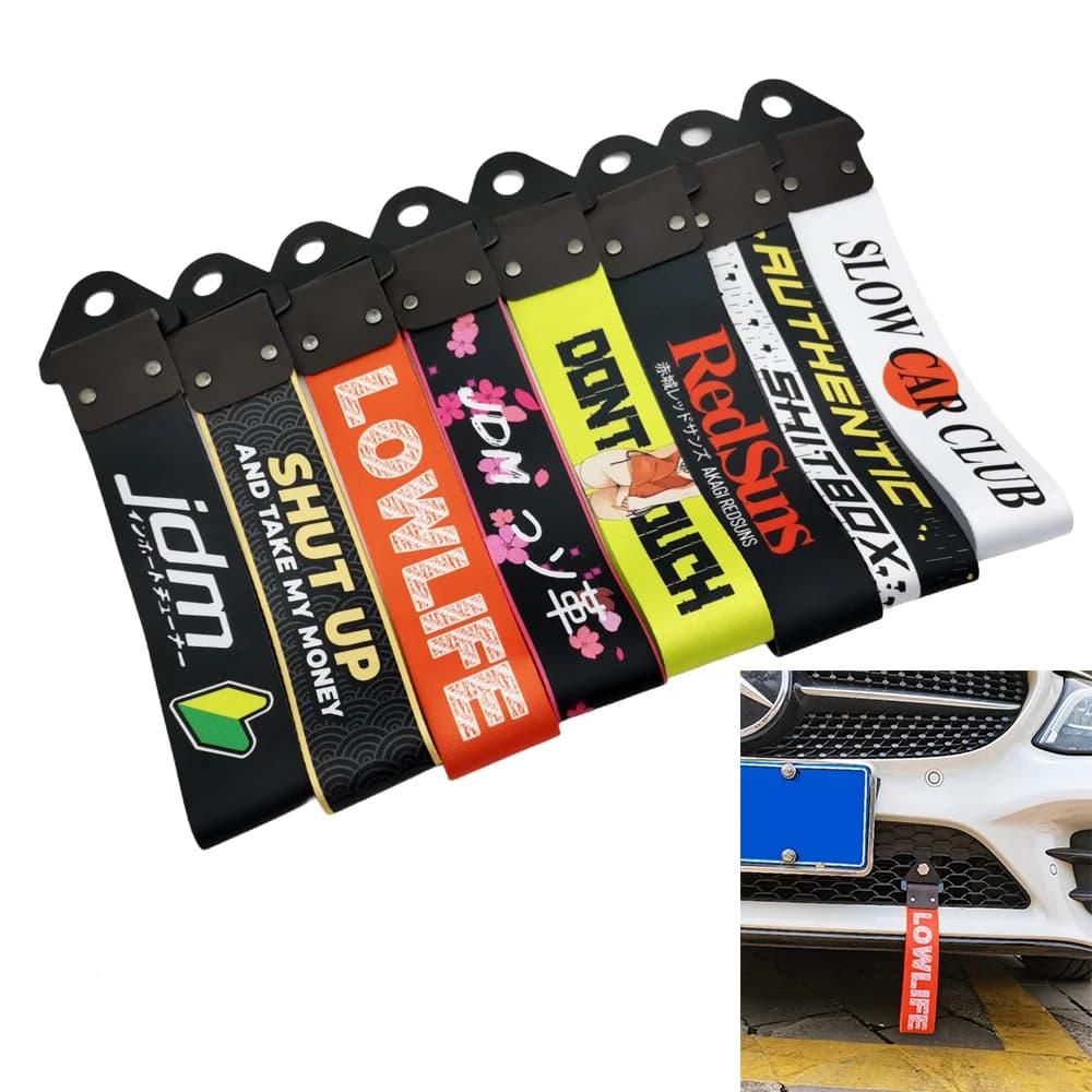 JDM Racing Culture Car Pendant Tow Strap Belt Tow Rope Ribbon Trailer Rope Bumper Towing Strap FOR Red Sun Accessories