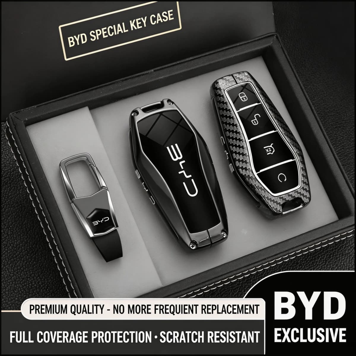 Key Case Cover for BYD Song Plus Atto 3 Han EV Tang DM Qin Seal Dolphin Metal Remote Fob Holder Keychain Car Accessories Highend