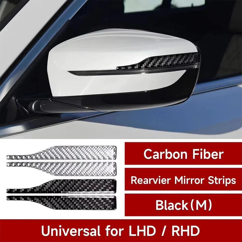 2pc Universal Auto Side Mirror Protector Sticker Carbon Fiber Anti-Collision Anti-Scratch Trim Strip Car Rearview Mirror Decor