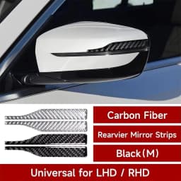 2pc Universal Auto Side Mirror Protector Sticker Carbon Fiber Anti-Collision Anti-Scratch Trim Strip Car Rearview Mirror Decor