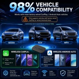 CarRocket Android 15 Wireless CarPlay Android Auto 4in1 CarPlay Ai Box 4Cores 2GB RAM+16GB ROM Plug and Play Stable Transmission