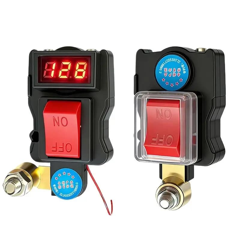 C 1Set ﻿Power-Off Switch Equipped With Voltage Digital Display Car Battery Disconnect Switch Can Rotate Disconnect Switch