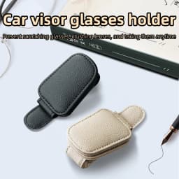 JFBONIN Leather Magnetic Sunglasses Holder Car Sunshade Accessory with Ticket Clip Functional Sunshades Car Accessory