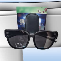 JFBONIN Leather Magnetic Sunglasses Holder Car Sunshade Accessory with Ticket Clip Functional Sunshades Car Accessory