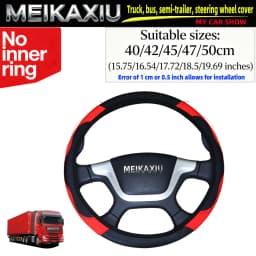 Adjustable Carbon Fiber PU Leather Steering Wheel Cover for Truck Van Bus - Multiple Sizes 40cm/42cm/45cm/47cm/50cm - Automotive