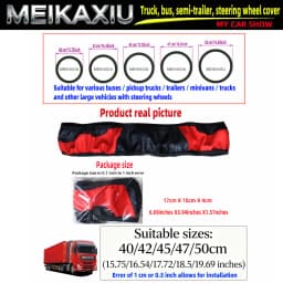 Adjustable Carbon Fiber PU Leather Steering Wheel Cover for Truck Van Bus - Multiple Sizes 40cm/42cm/45cm/47cm/50cm - Automotive