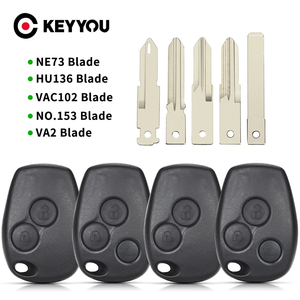 KEYYOU 3 Buttons Replacement Car Key Shell for Renault Logan Sandero Clio Fluence Vivaro Master Traffic Key Case Without Blade.