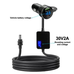 For Starlink Mini Car Charger 12V-24V to 30V 2A Step Up Converter With Digital Voltage QC3.0+PD Power Adapter Auto Accessories