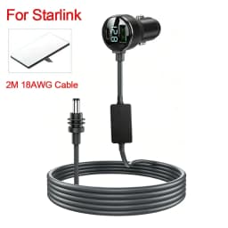 For Starlink Mini Car Charger 12V-24V to 30V 2A Step Up Converter With Digital Voltage QC3.0+PD Power Adapter Auto Accessories