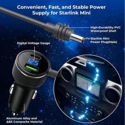 For Starlink Mini Car Charger 12V-24V to 30V 2A Step Up Converter With Digital Voltage QC3.0+PD Power Adapter Auto Accessories