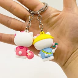 Creative Multi-style 3D Hello Kitty Soft Rubber Figure Car Keychain, Cute Girly Bag Charm Small Holiday Gift for Best Friends