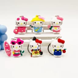 Creative Multi-style 3D Hello Kitty Soft Rubber Figure Car Keychain, Cute Girly Bag Charm Small Holiday Gift for Best Friends