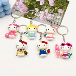 Creative Multi-style 3D Hello Kitty Soft Rubber Figure Car Keychain, Cute Girly Bag Charm Small Holiday Gift for Best Friends