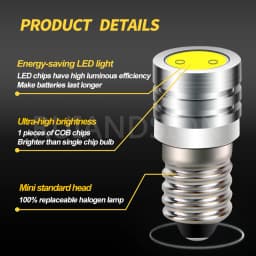 RUIANDSION 2PCS E10 LED Bulb COB 2W DC 3V 6V 12V Instrument Indicator Bulb for Old Fashioned Flashlight Bulbs