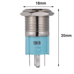 New 5/8" 12V 16mm LED Power Light Momentary Push Horn Button Metal Switch Push Button Car Latch Speaker Bell Horn