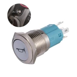 New 5/8" 12V 16mm LED Power Light Momentary Push Horn Button Metal Switch Push Button Car Latch Speaker Bell Horn