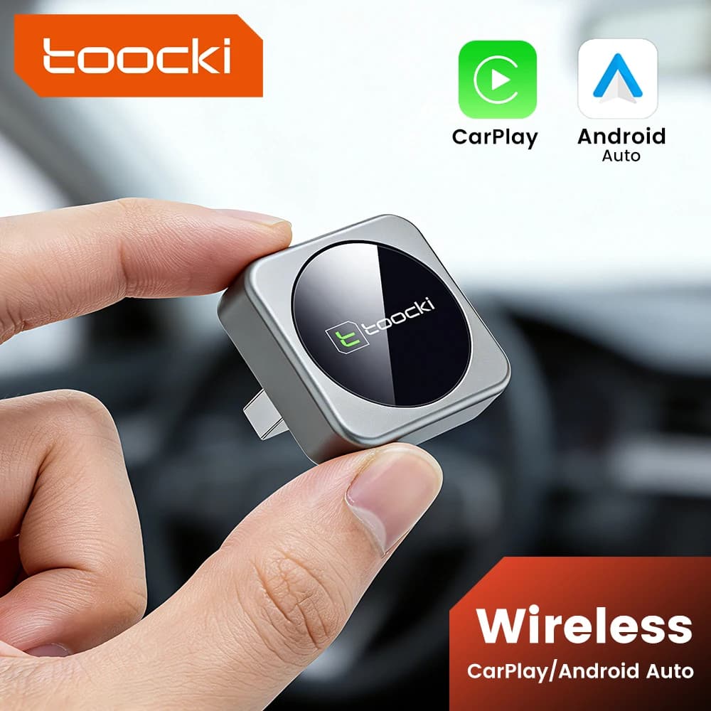 Toocki 2-in-1 Wireless CarPlay & Android Auto Adapter BT 5.3 WiFi 5G 2.4G Plug Play USB-C for iPhone Android Car with Wired CarP