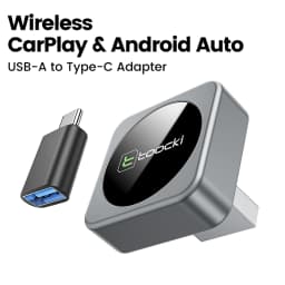 Toocki 2-in-1 Wireless CarPlay & Android Auto Adapter BT 5.3 WiFi 5G 2.4G Plug Play USB-C for iPhone Android Car with Wired CarP