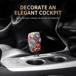 3PCS Boho Car Interior Set (Includes 1 Steering Wheel Cover, 1 Gear Shift Cover, and 1 Handbrake Cover) Fits All Seasons