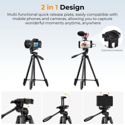 K&F CONCEPT 1.5 m Aluminum Camera Phone Tripod Stand 1.34 lbs Ultra Lightweight with Remote and Cellphone Holder B174A1 Tripods
