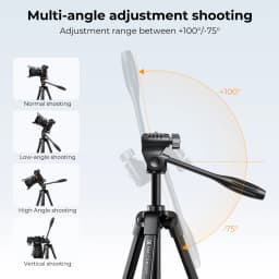 K&F CONCEPT 1.5 m Aluminum Camera Phone Tripod Stand 1.34 lbs Ultra Lightweight with Remote and Cellphone Holder B174A1 Tripods