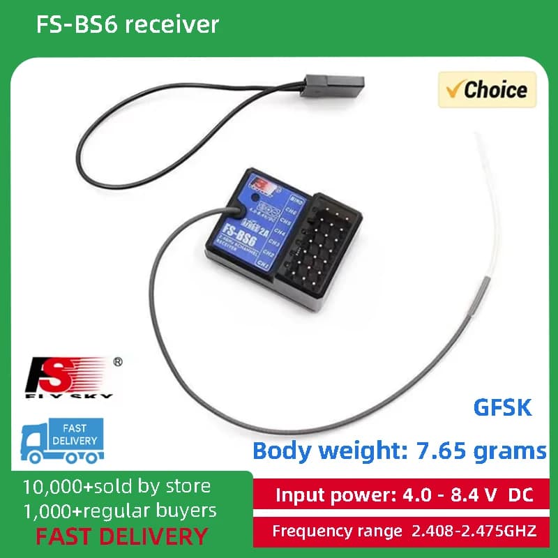 FlySky FS-BS6 2.4Ghz 6CH AFHDS2 Receiver for FS-GT5 FS-IT4S Transmitter Remote Control Parts for RC Car Boat