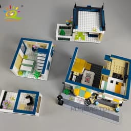 HUIQIBAO 997PCS Mini Garden Hotel Model Building Blocks City Street House Construction Micro Bricks Display Toys Children Adult
