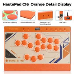 Haute42 C16 Orange Magnetic Hitbox Leverless Controller Fightstick For PC/ PS4 / PS5 Button Rim Stickless Arcade Stick Hitbox
