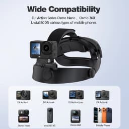 Adjustable Head Strap Mount for DJI Action 6/5Pro/4/3, Osmo Nano/360, Insta360 X5, Phone - POV Camera Holder for Outdoor Sports