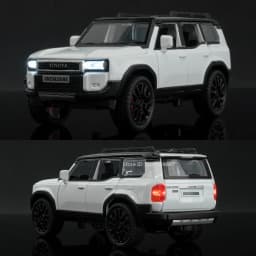 1:32 Prado SUV Car Model Toys Alloy Die-casting Pull Back 6 Doors Opened Sound Light Off-road Vehicle Gifts for Kids Collection