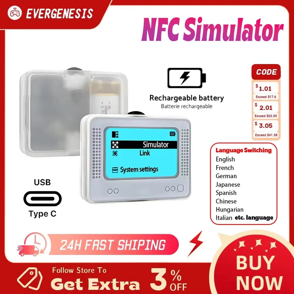 Chargeable Intelligent NFC Simulator Emulator Universal Writer for Switch/SWITCH2 Wiiu 3ds Kingdom Tears Breath Wild