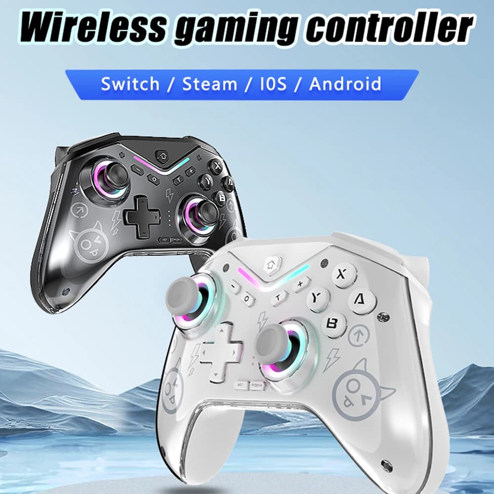 CM-619 Wireless Controller Supports IOS/Android/PC/Switch2, Dual Motor Gamepad with Dazzling Light and Program Buttons