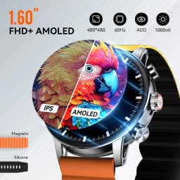 Kieslect Kr2 Pro Smart Watch 3ATM 1.6' FHD AMOLED Display with AOD Dual Core Triple Speed 2.5D GPU Super Dynamic Calling Watch