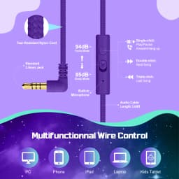 Kids Headphones Wired for School 85/94dB Volume Limiter Foldable Stereo Sound Headset with Mic for Kids Girls Learning Tablet PC