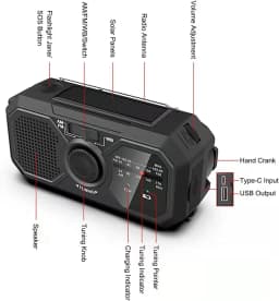Portable Solar Radio, Emergency Kits First Aid Radio With Crank, Dynamo AM/FM Radio, Blackout Power Station, USB Phone Charger