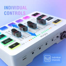 FIFINE Gaming USB Mixer with 4-Channels/XLR Microphone Interface/RGB, Sound Mixer for Game Podcast Streaming AmpliGame SC3W