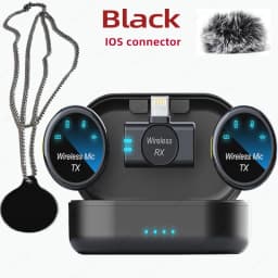 New Magnetic Wireless Lavalier Microphone Noise Canceling Necklace Windproof Cap Audio Video Recording Microphone for Smartphone