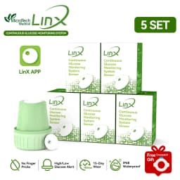 5Sets MicroTech LinX CGM Sensors Blood Glucose Meter No Finger Pricking Blood Sugar Test Diabetes Management