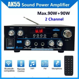 AK55 Amplifier Bluetooth-compatible Music Amplifiers for Home Car Karaoke 2 Channel HiFi Stereo AMP FM USB Remote Control Audio