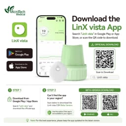 MicroTech LinX Vista CGM 15-Day Continuous Glucose Monitor with 24/7 Real-Time Blood Glucose Monitoring Diabetes Management