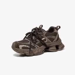 BEAUTODAY Chunky Sneakers Women Synthetic Leather Mesh Mixed Color Round Toe Lace-Up Sports Trainer Ladies Shoes Handmade 29A51