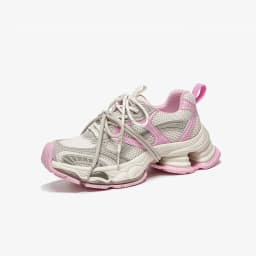 BEAUTODAY Chunky Sneakers Women Synthetic Leather Mesh Mixed Color Round Toe Lace-Up Sports Trainer Ladies Shoes Handmade 29A51