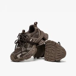 BEAUTODAY Chunky Sneakers Women Synthetic Leather Mesh Mixed Color Round Toe Lace-Up Sports Trainer Ladies Shoes Handmade 29A51