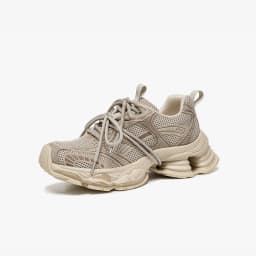 BEAUTODAY Chunky Sneakers Women Synthetic Leather Mesh Mixed Color Round Toe Lace-Up Sports Trainer Ladies Shoes Handmade 29A51